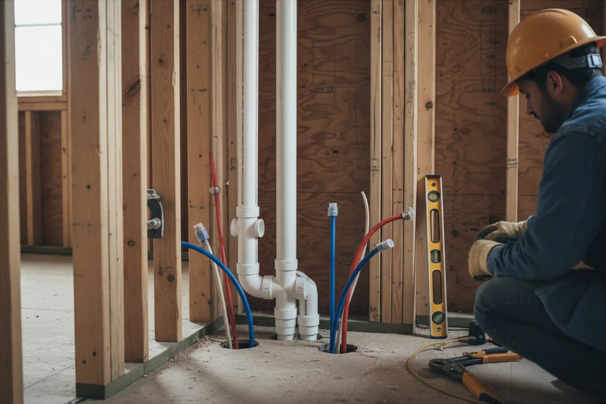 Drain and supply rough-in during Leak Detection in Bethel